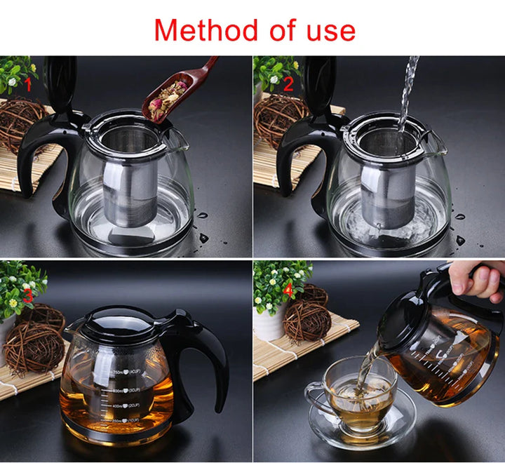 Kreativ Glass Teapot med Avtakbar Stål Infuser Filter Te Kjele | Luvikno