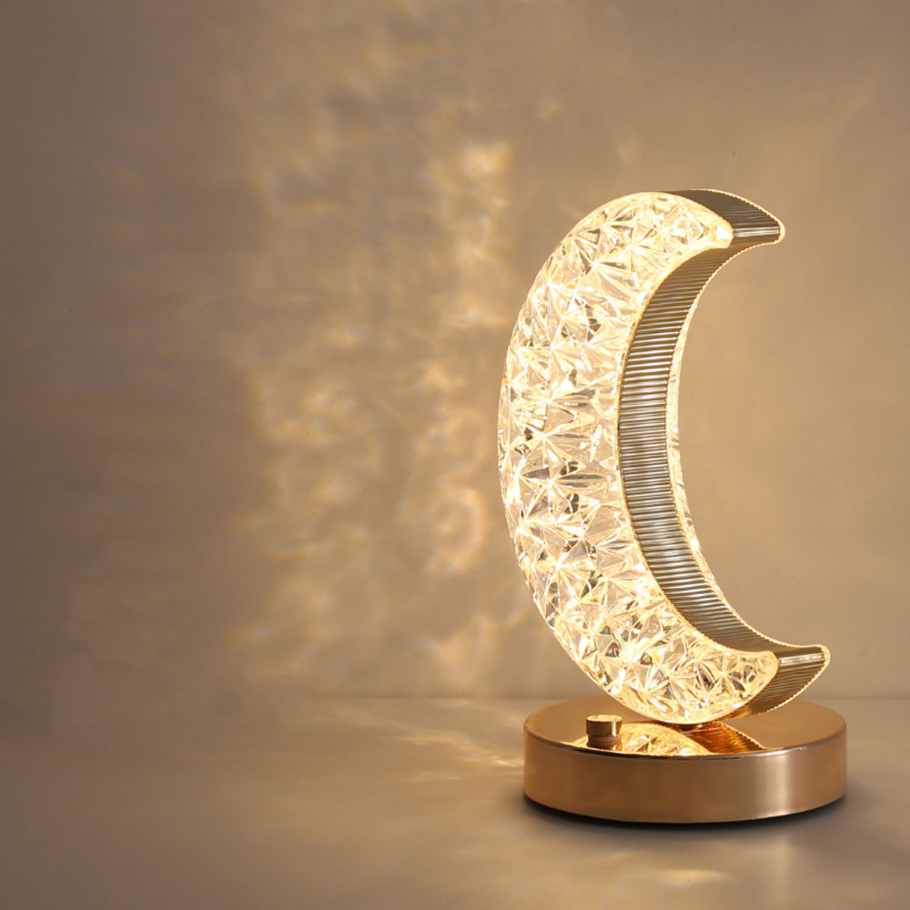 Krystall Halvmåne Lampe med Justerbar Lysstyrke USB | Luvikno