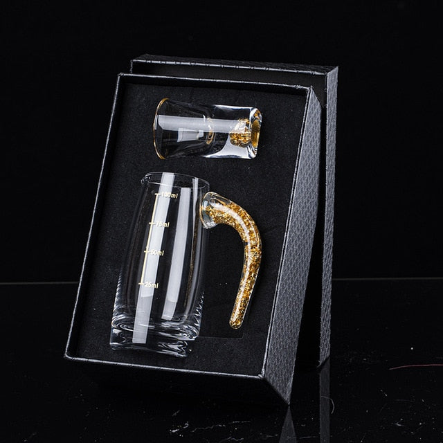 Krystallikør Sprit Shot Glasses Boks Gull Tykk Bunn Vinglass | Luvikno