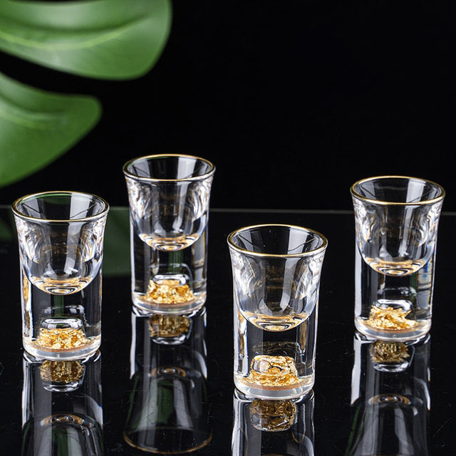 Krystallikør Sprit Shot Glasses Boks Gull Tykk Bunn Vinglass | Luvikno