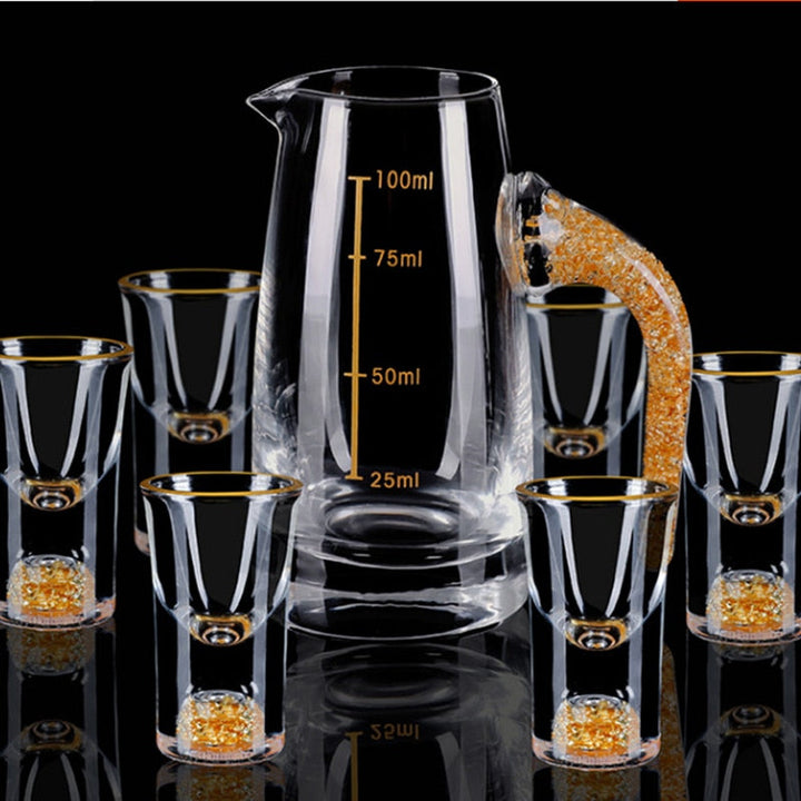 Krystallikør Sprit Shot Glasses Boks Gull Tykk Bunn Vinglass | Luvikno