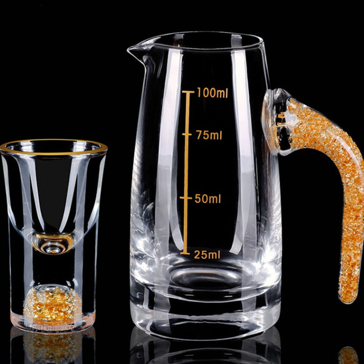 Krystallikør Sprit Shot Glasses Boks Gull Tykk Bunn Vinglass | Luvikno