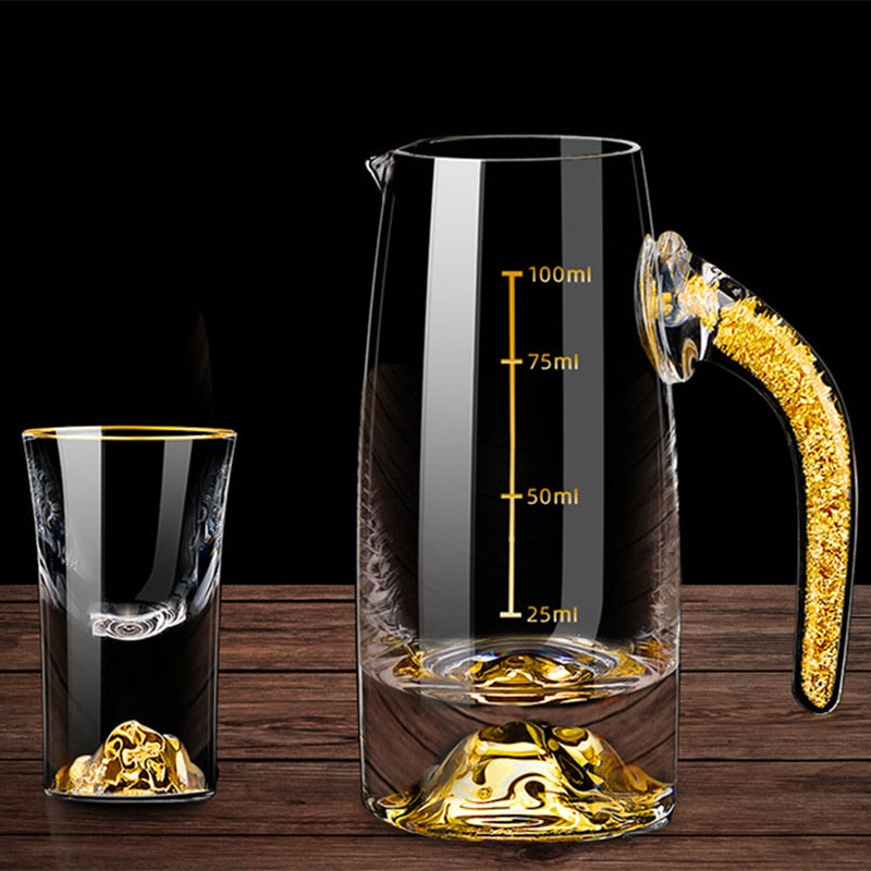 Krystallikør Sprit Shot Glasses Boks Gull Tykk Bunn Vinglass | Luvikno