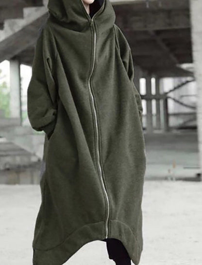 Luvik | Eleganz Monipuolinen Pitkä Takki Huoodilla