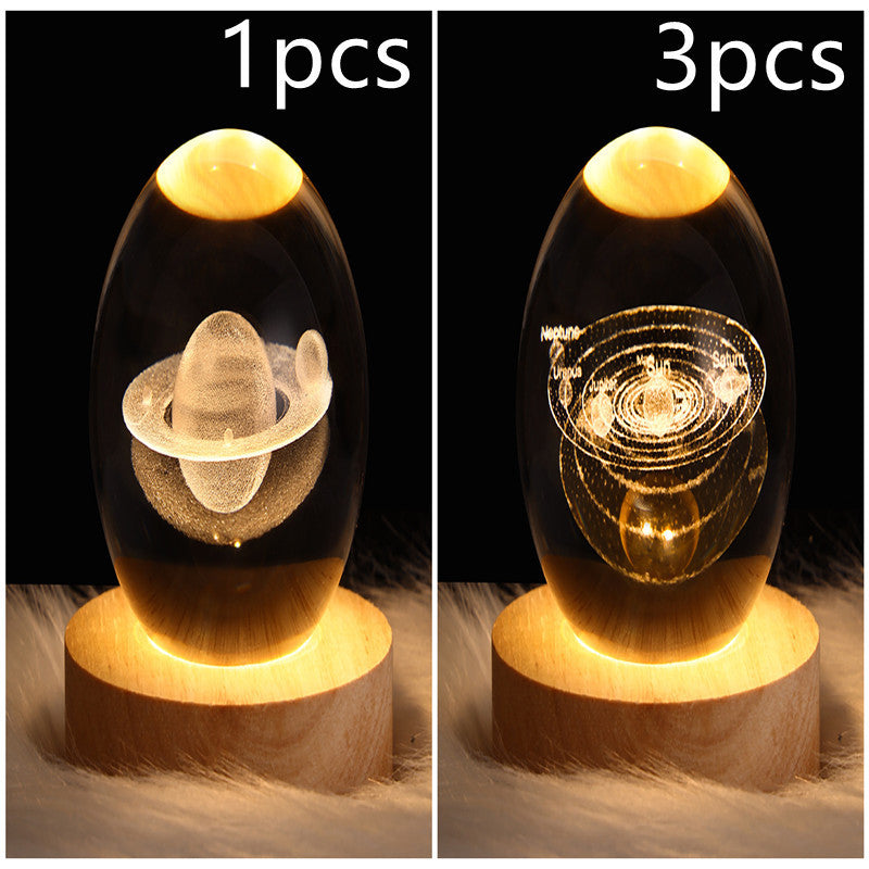 3D Galaxy Crystal Ball LED Nattlys | Luvikno