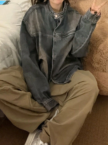 Luvik | Sininen kulunut vetoketjuntakki