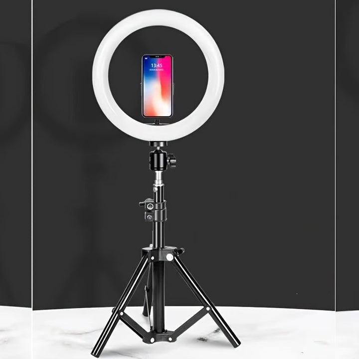 Luvikno | 10-inch LED ring light with adjustable tripod and phone holder - Ideal for makeup, photography, and vlogging