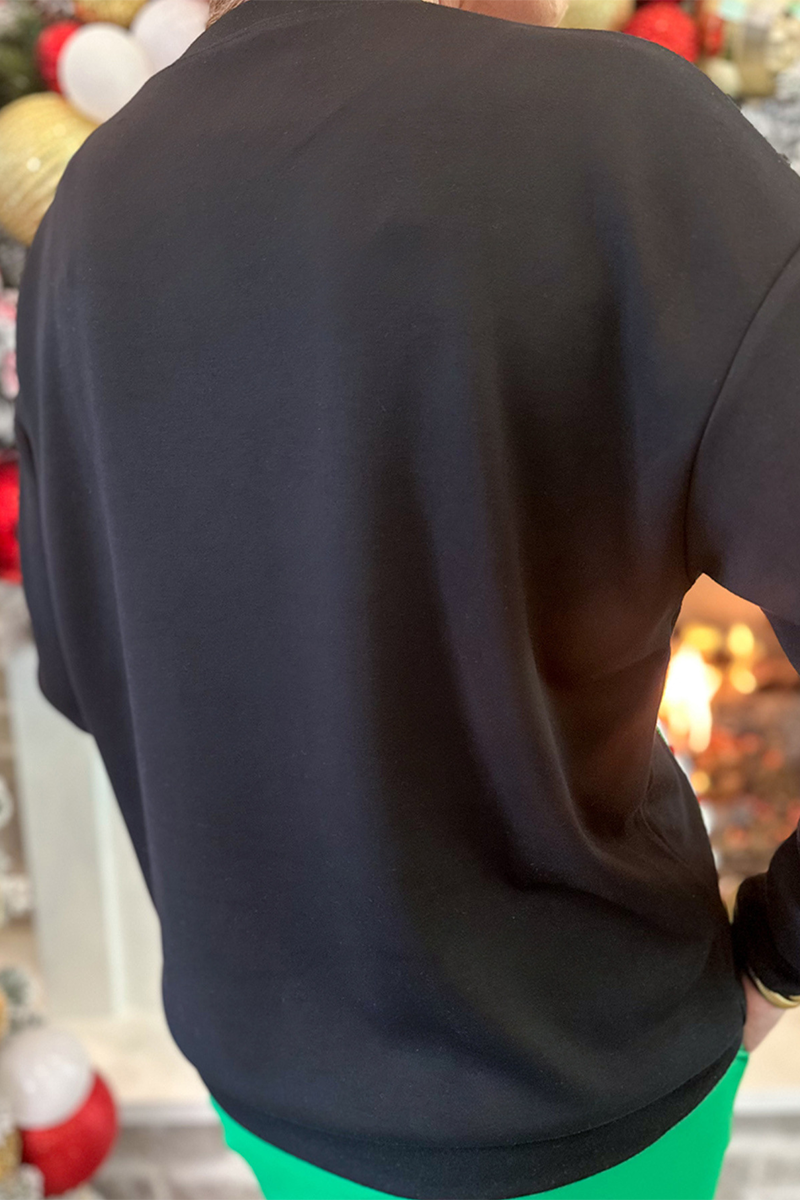 Luvik | Rento joulukuusi paljetti O-kaulaimu sweat