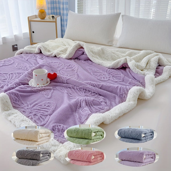Cozy Luxe – Myk Fleece Teppe med Sommerfugl Design Luvikno