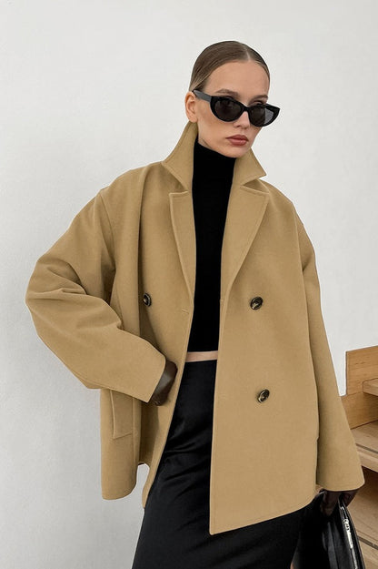 Luvik | Ruskea Tuplarivinen Villatakki