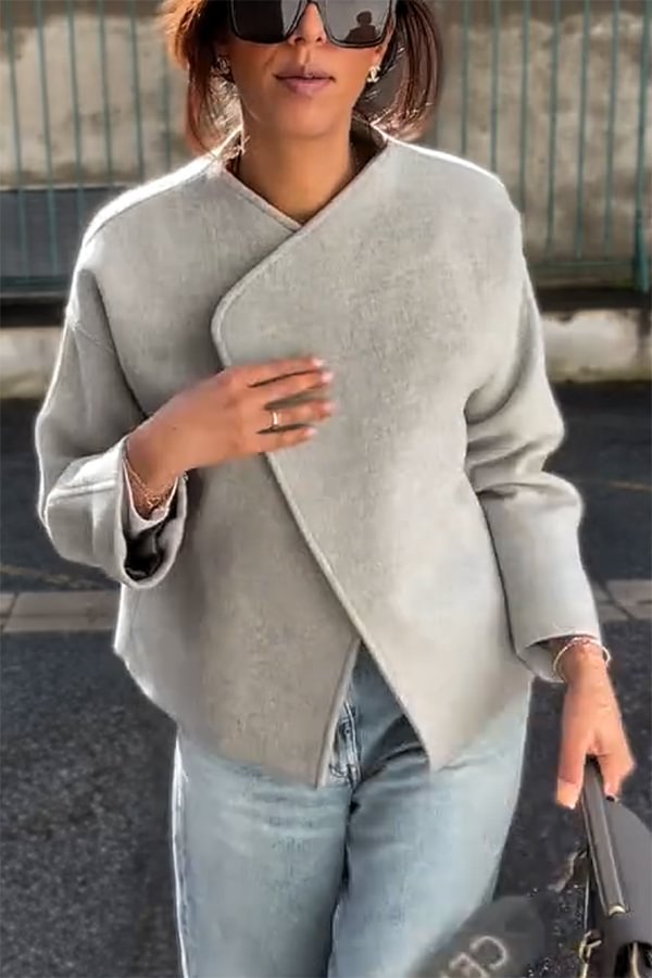 Luvik | und Rakenteellinen Faux Villa Käänne Pitkähiha Irtonainen Takki