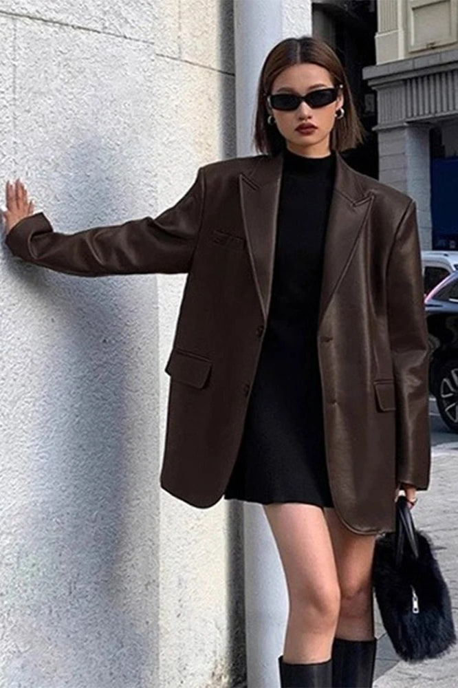 Luvik | PU-lær Blazer-jakke