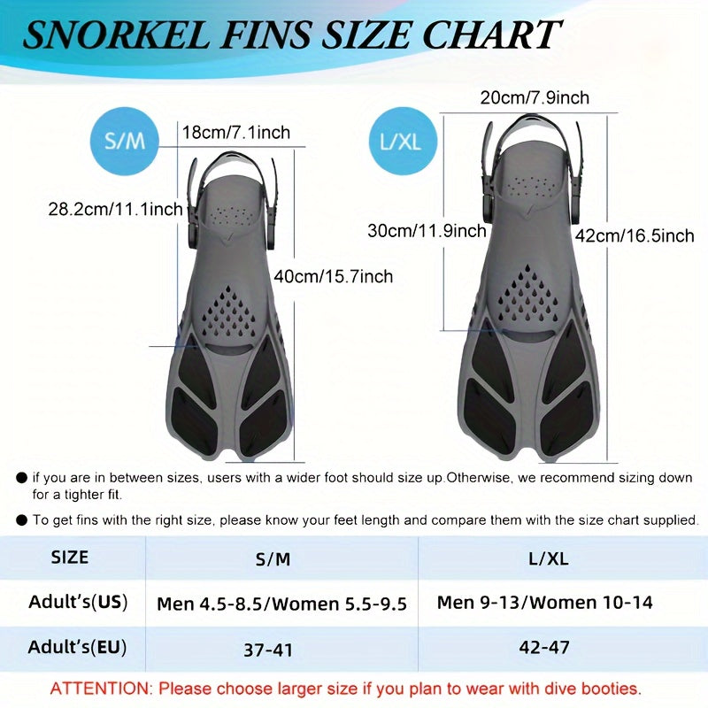 Luvikno | Snorkel finner SeaVana Glide | Justerbare & Korte | Åpen Hæl | For Reise & Fritid | Unisex