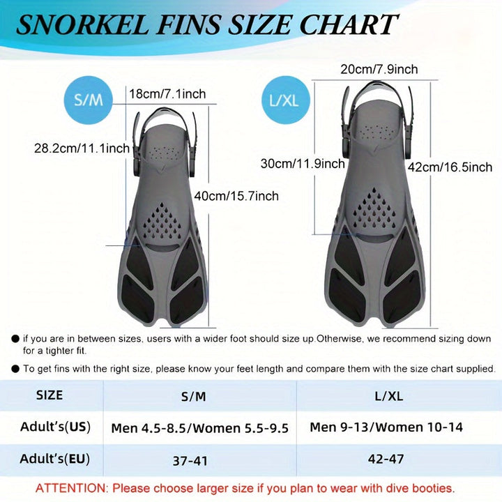 Luvikno | Snorkel finner SeaVana Glide | Justerbare & Korte | Åpen Hæl | For Reise & Fritid | Unisex