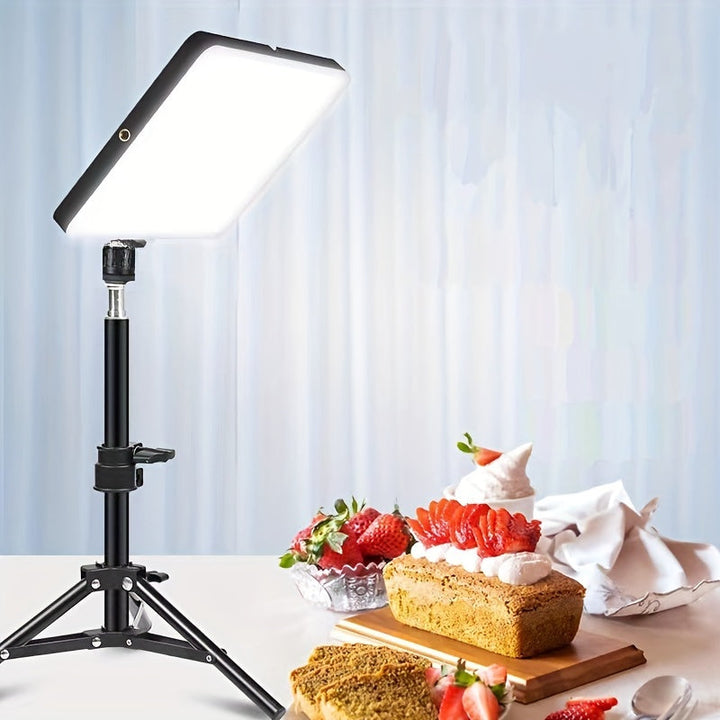 Luvikno | Justerbar LED-lampe stativ for fotografering og video – 1,1 m høyde, solid aluminiumsstativ med lampe