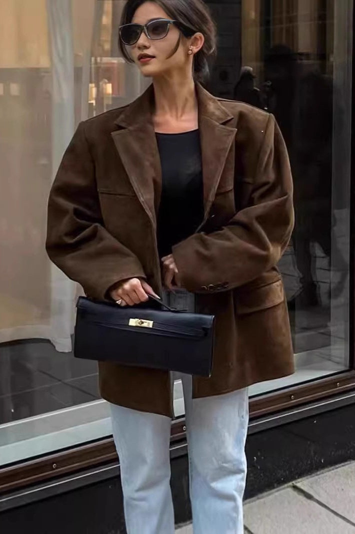 Luvik | Nubuck Skinn Behandlet Lang Jakke