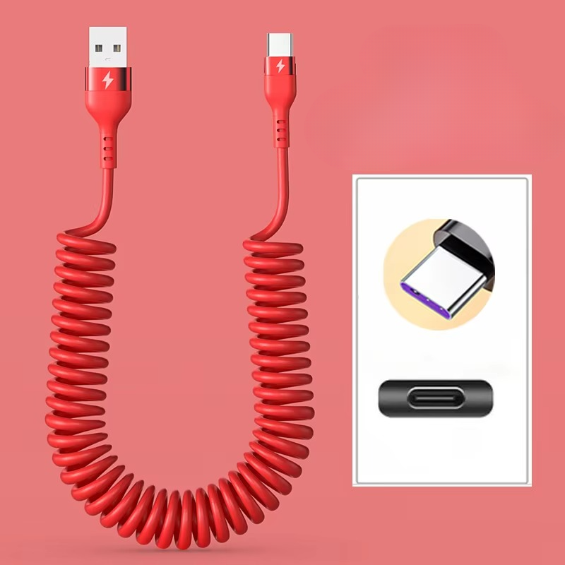 Universal vår teleskopisk hurtigladerkabel USB-C & Lightning Luvikno