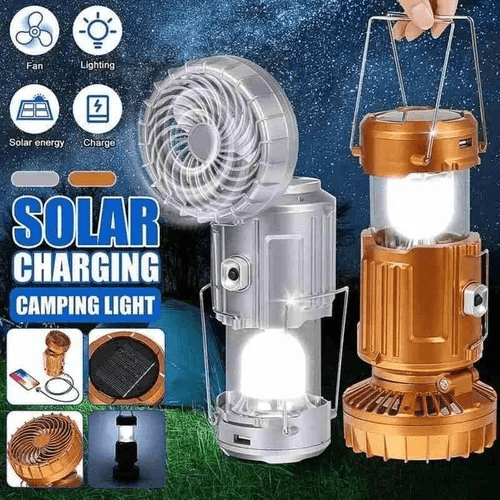 Portable Stretchable Solar Lithium Battery Electric Fan + Emergency Light | Luvikno
