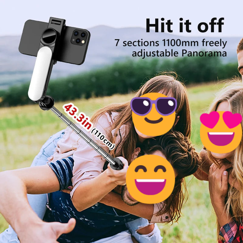 Ultra Foldable Built-In Lighting Selfie Stick Tripod | Luvikno