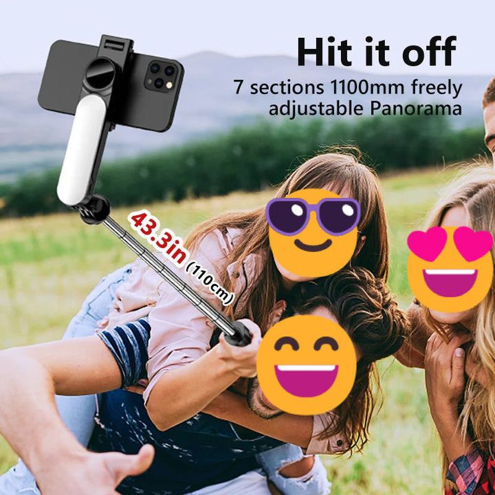 Ultra Foldable Built-In Lighting Selfie Stick Tripod | Luvikno
