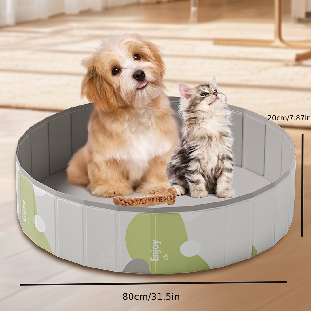Luvikno | PawLuna Sammenleggbar Hundebad laget av PVC | 80 cm Ø | Robust & Portabel | Perfekt for Sommer & Hage