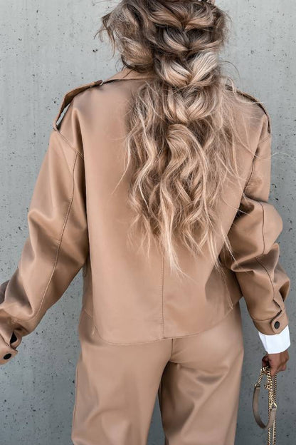 Luvik | Nahkareversi Taskut Brittiläinen Tyyli Lyhyt Takki