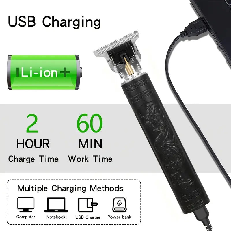 Luvikno | GroomMaster - 3-delt profesjonelt hår- og skjeggpleiesett for menn, trådløse trimmere med LED-skjerm, USB oppladbar
