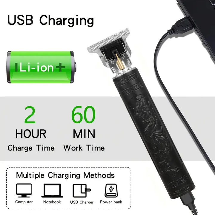 Luvikno | GroomMaster - 3-delt profesjonelt hår- og skjeggpleiesett for menn, trådløse trimmere med LED-skjerm, USB oppladbar