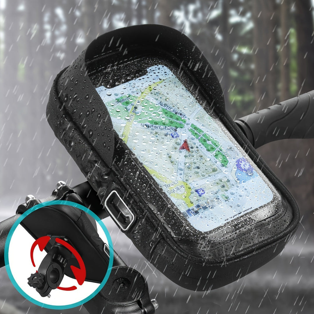 Vanntett mobilholder for sykkel og motorsykkel – 360° roterbar og egnet for 4,5–6,4 tommer | Luvikno
