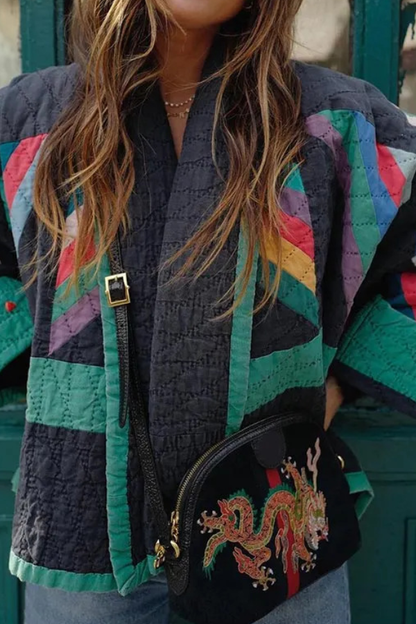 Luvik | Painettu Patchwork Puuvillakangasta Takki