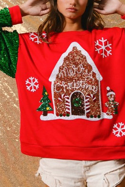 Luvik | Joulupukki Rentoa Avoin Pyöreä Kaula Vaaleanpunainen Hiha Collegepaita