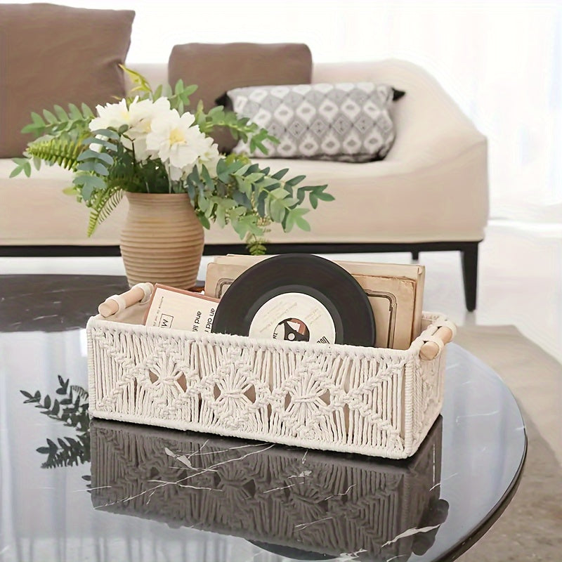 Boho Chic - Naturlig Bomulls Oppbevaringskurv for Elegant Interiør