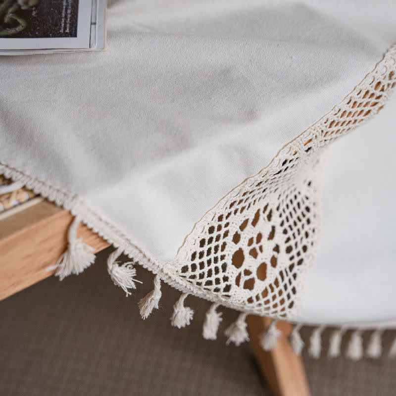 Beige Splicing Hollow-Out Lysfiltrerende Gardinsett | Luvikno