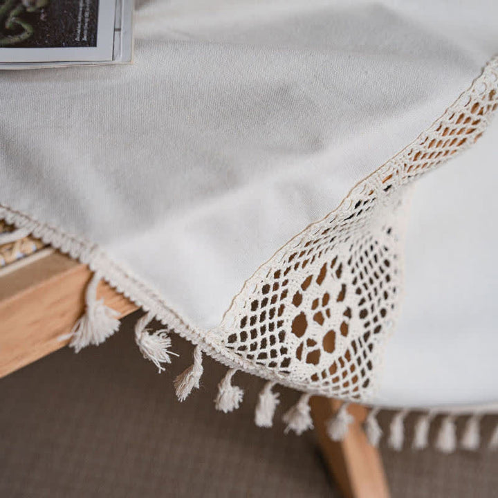 Beige Splicing Hollow-Out Lysfiltrerende Gardinsett | Luvikno