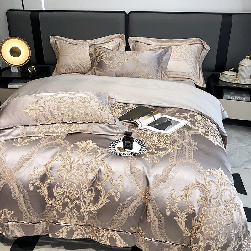 Damask luksus dyne trekk sett – 1000 TC egyptisk bomull for ultimat komfort | Luvikno