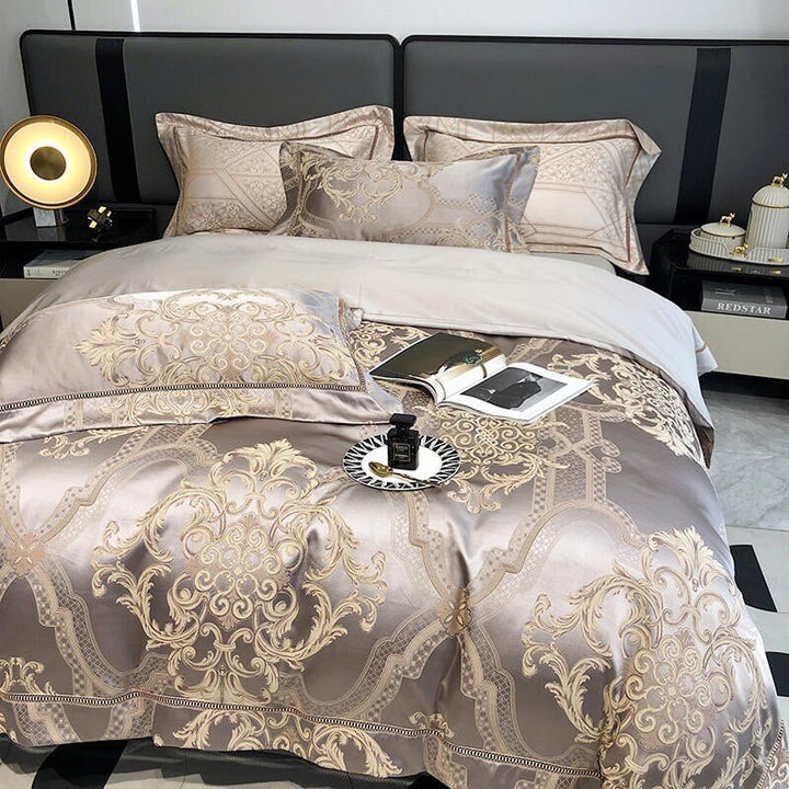 Damask luksus dyne trekk sett – 1000 TC egyptisk bomull for ultimat komfort | Luvikno