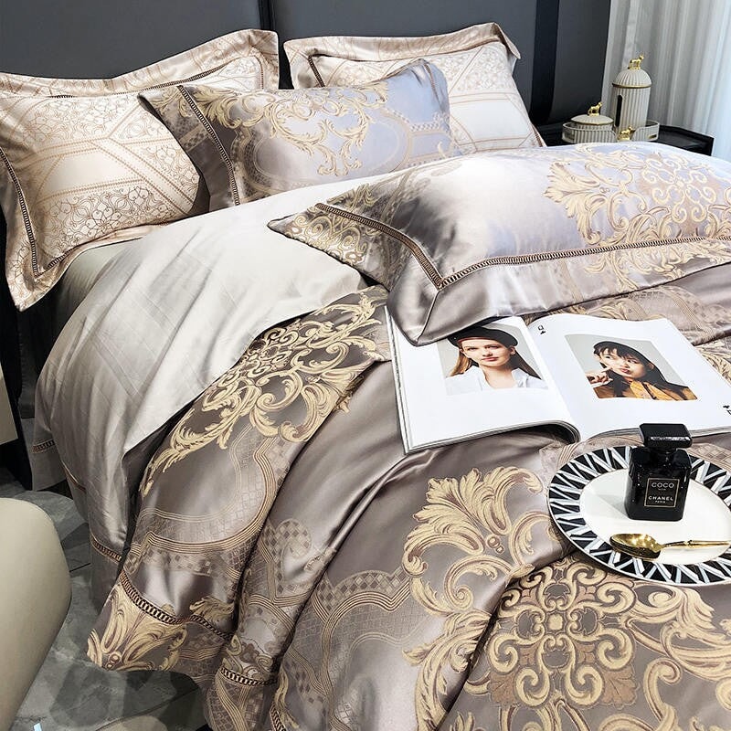 Damask luksus dyne trekk sett – 1000 TC egyptisk bomull for ultimat komfort | Luvikno