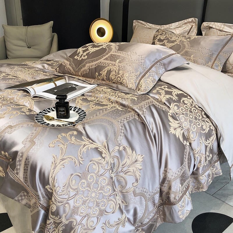 Damask luksus dyne trekk sett – 1000 TC egyptisk bomull for ultimat komfort | Luvikno