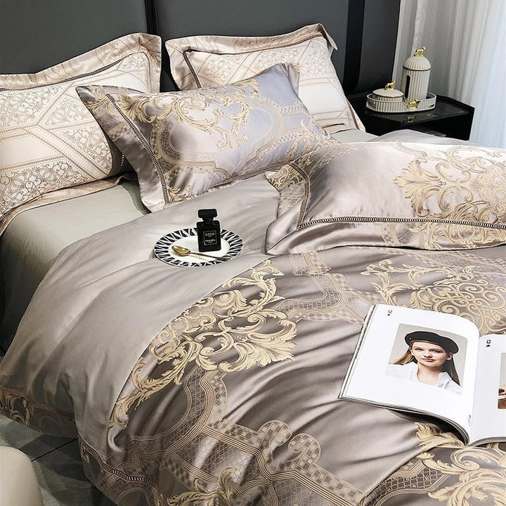 Damask luksus dyne trekk sett – 1000 TC egyptisk bomull for ultimat komfort | Luvikno