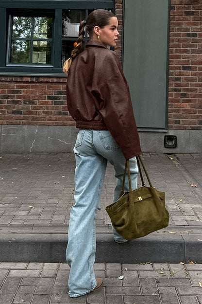 Luvik | Ruskea Nahkatakki