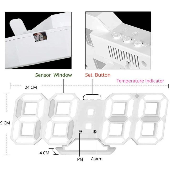 Luvikno | Digital 3D LED Veggklokke – Moderne Design med Dimmefunksjon og Optimal Synlighet