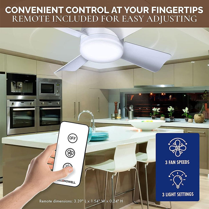 2-i-1 LED Taklampe Vifte med Fjernkontroll, E27/B22 Base | Luvikno