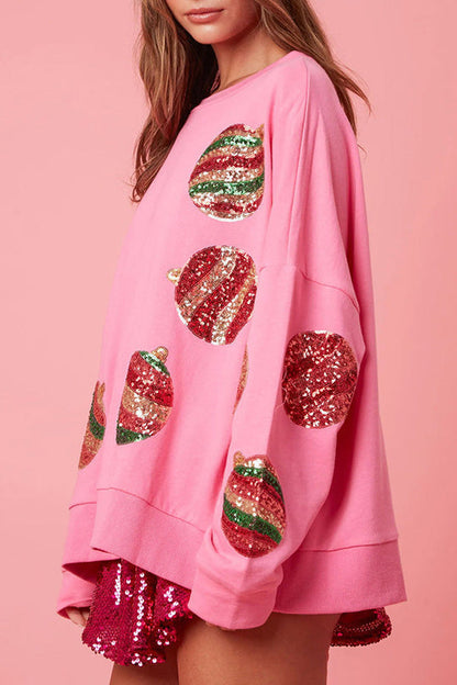 Luvik | Joulupallo Paljetit Rentoa Pitkähihaista Paitaa