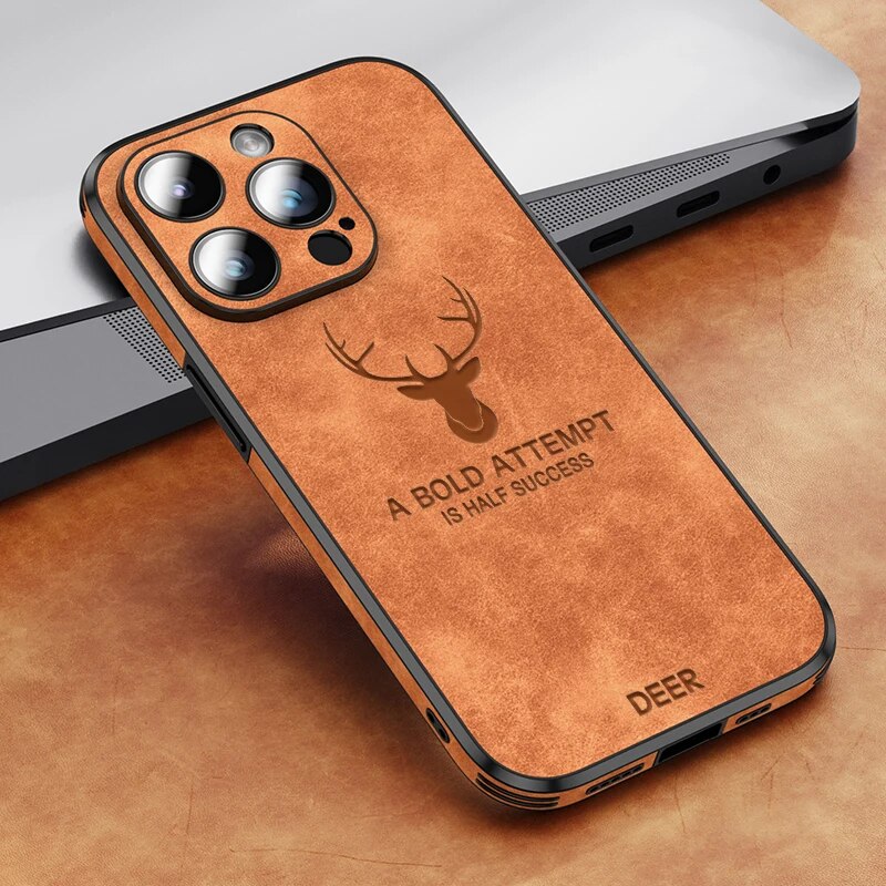 Luvikno | Deer - Luksuriøs Læder iPhone Deksel med Stilig Design og Sjokkbestandig Beskyttelse
