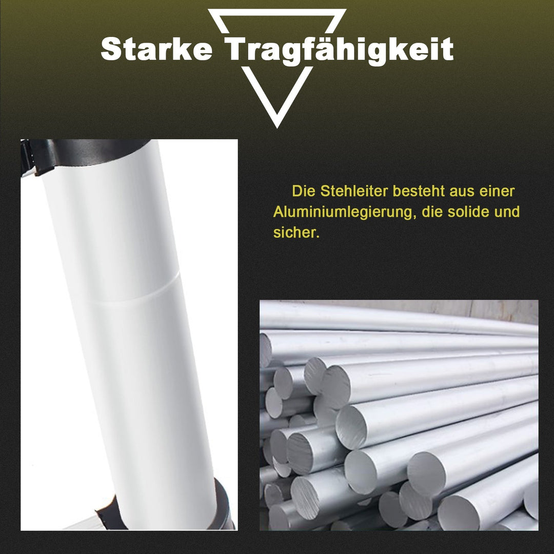 Teleskopisk stige Aluminium Belastningsevne opp til 150kg 2,6m-5m | Luvikno