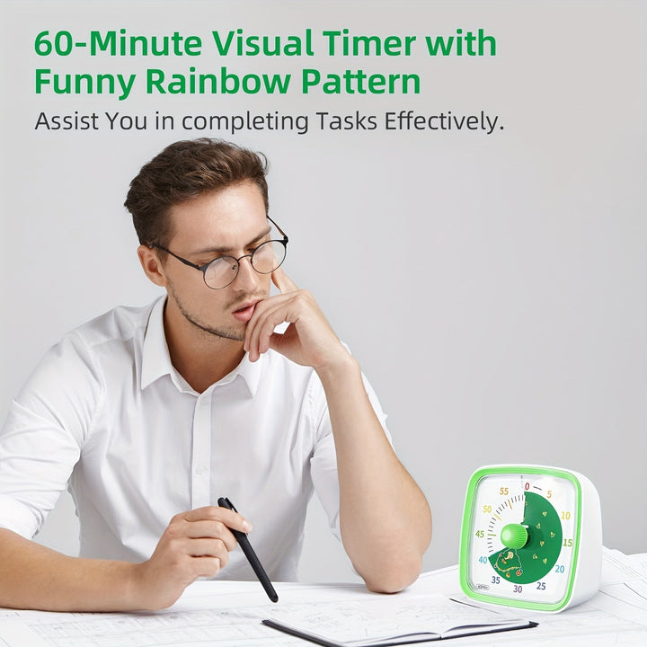 Rainbow Time Management Timer – Visuell 60-minutters nedtellingsur for studie, arbeid og hjem | Luvikno