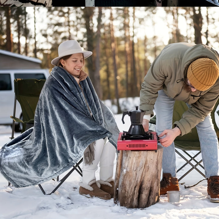 12V Oppvarmet Bilteppe - Mykt Flanellteppe med Overoppheting Beskyttelse for Bil og Camping | Luvikno