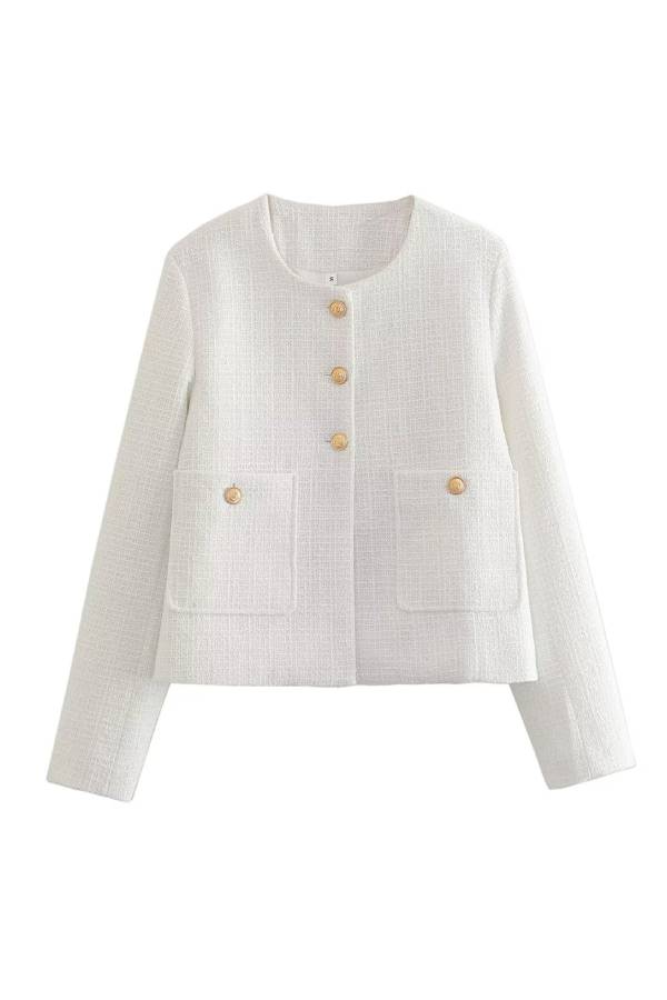 Luvik | Hals Slim Fit Fargeblokk for Damer Knapjakke
