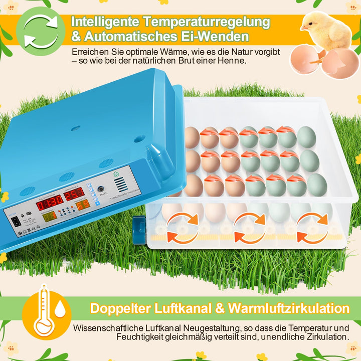 Brutautomat Helautomatiske Inkubator for Kyllinger 64 Egg | Luvikno