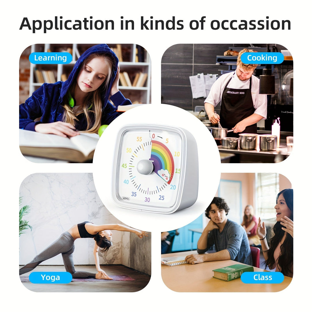 Rainbow Time Management Timer – Visuell 60-minutters nedtellingsur for studie, arbeid og hjem | Luvikno